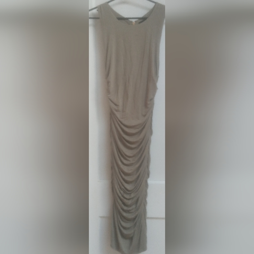 Elegant Khaki Ruched Dress